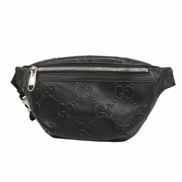 Gucci GG Embossed Waist Bag 658582 Leather Black Men's - Picture 1 of 9
